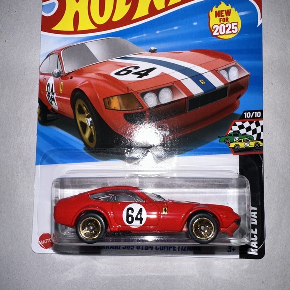 2025 HOT WHEELS * L CASE * FERRARI 365 GTB4 COMPETIZIONE RACE DAY 10/10 RED - Picture 2 of 5
